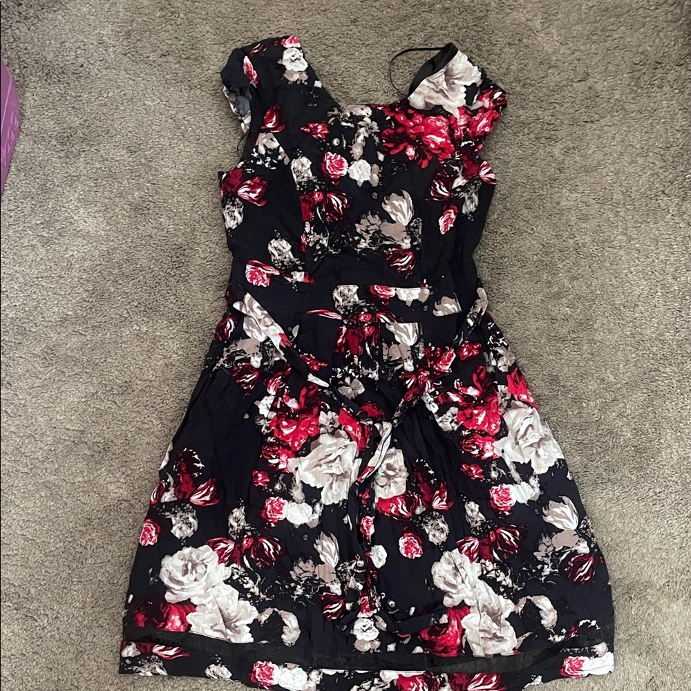 Ricki's Black and Red Floral Asymmetrical Dress